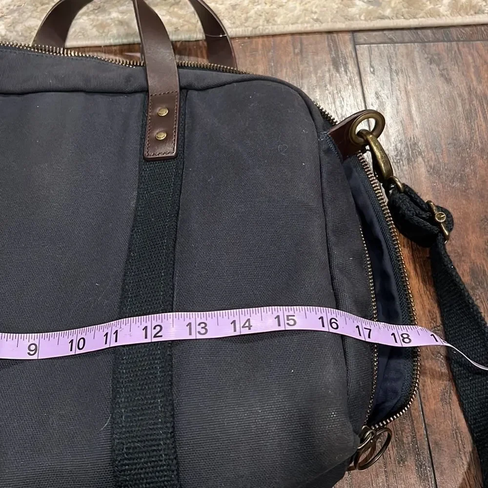 VTG Lands End Direct Merchant dark Canvas leather Messenger Bag Two Compartment‎